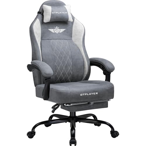 GTRACING Big and Tall Gaming Chair Breathable Fabric Computer Chair with Strong Lumbar Support, Comfortable Office Chairs with Pocket Spring Cushion, High Back Ergonomic Desk Chairs with Footrest