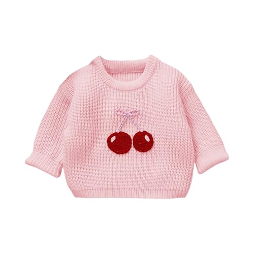 Toddler Cute Print Crochet Tops Ribbed Knitted Long Sleeve Sweaters Kids Crewneck Warm Fall Winter Pullover