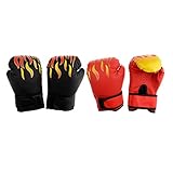 Generic 2 Pair Kickboxing Fighting Boxing Gloves for Kids Age 4-12 BoysGirls Flame
