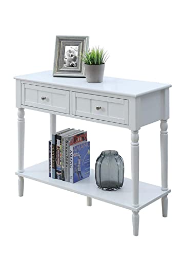 Convenience Concepts French Country 2 Drawer Hall Table With Shelf, White #TOP3