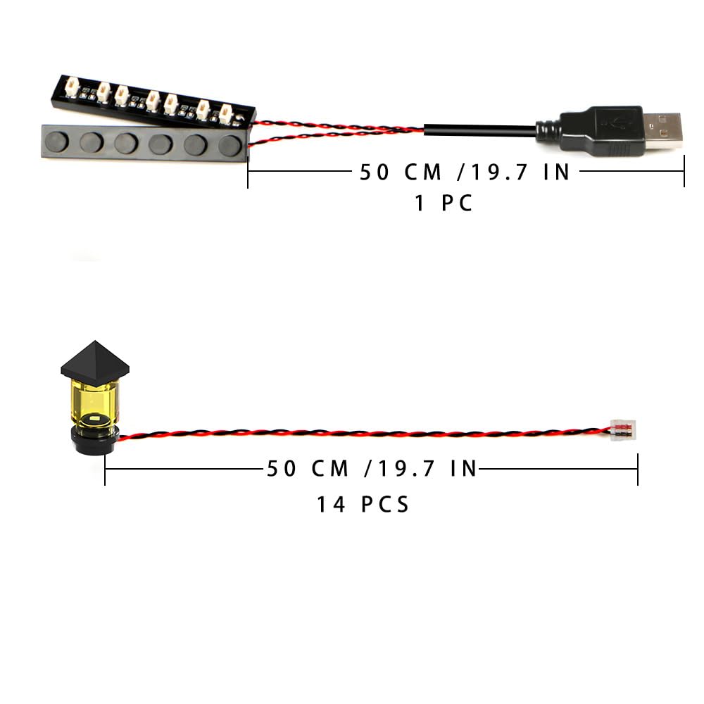 14pcs 1x1 Punkt Bausteine LED DIY Garten Rasen Licht Stadt Straße Atmosphäre Lampe (USB Powered) Kompatibel mit Mainstream-Markenbausteinen Blöcken (Nur Beleuchtung, Kein Modell)