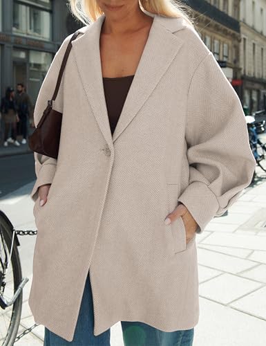 Womens Winter Coats Trendy Wool Blend Overcoat Oversized Balloon Sleeves Outerwear with Pockets2