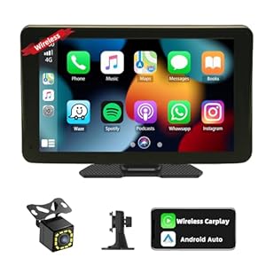 Wireless Car Stereo with Carplay, 7“ Touch Screen for Car with Backup Camera Carplay and Android Auto Portable Multimedia Player with Mirror Link AUX Bluetooth Navigation Voice Control