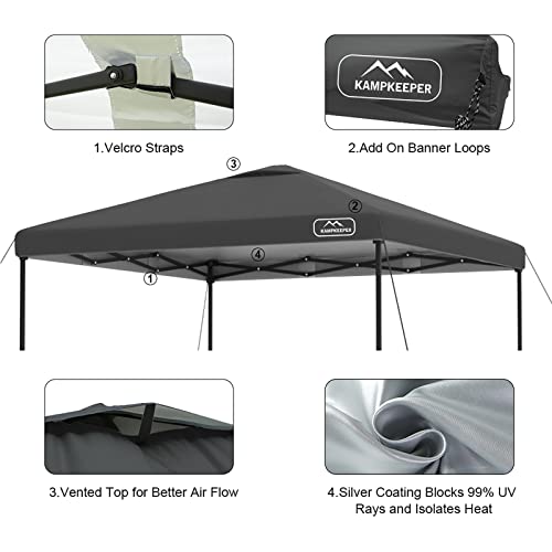 Kampkeeper 10X10 Pop Up Canopy Tent Top Replacement Cover Roof With Air Vent, Polyester Uv 30 Waterproof For Outdoor Garden Patio Pavilion Sun Shade(Top Only) (Black) #TOP4