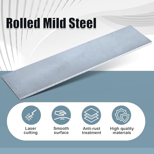 Image of Tandefio 2 Pcs 1 /8 x 3 x 12 Inches Hot Rolled Mild Steel Plate Steel Flat Plate Sheet Weldable Flat Stock Black Metal Sheet for Cutting, Industrial Machinery Manufacturing Residential