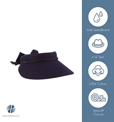 Scala Women's Deluxe Big Brim Cotton Visor With Bow, Black, One Size #TOP1