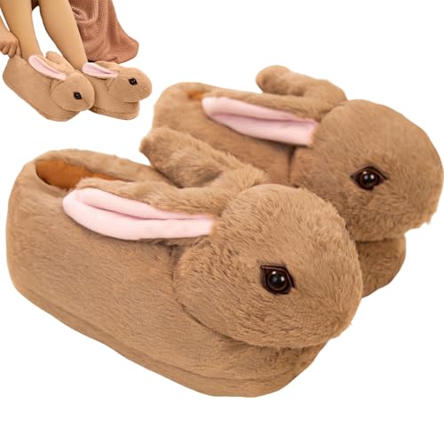 Pantoufles de lapin chaudes et confortables Gcroet d'intérieur et extérieur pour homme et femme