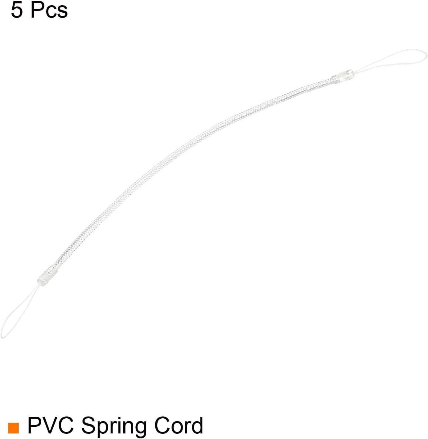 PATIKIL Retractable Spring Coil Straps 8", 5 Pack Plastic Spiral Stretchy Key Holder Stylus Lanyard Cord, Clear - Image 4