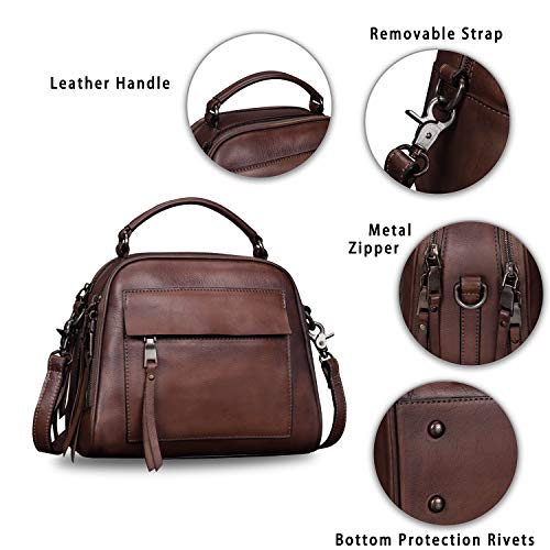 Genuine Leather Purses and Handbags for Women Shoulder Bag Vintage Handmade Real Leather Crossbody Satchel Purse with Strap