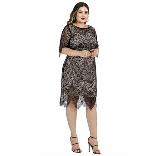 Robe grande taille étroite en dentelle florale longueur genou