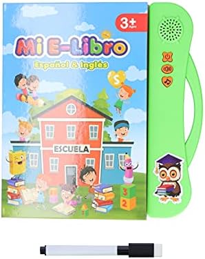 Mini Spanish E-Book,Children Educational Book Toy, Kid Electronic Sound Book Spanish English Learning Machine Education Toy(Green)