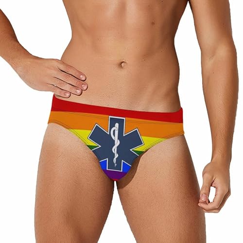 LGBT Healthcare Symbol Novelty Men's Swimming Brief Swimwear Pants Trunks Beach Shorts Underwear