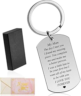 To My Man Valentine Keychain Gifts for Him Anniversary Birthday I Love You Keyring Wedding Valentine's Day Keychain for Boyfriend Husband Fiance Groom Couple Gifts