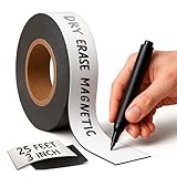 Magnetic Dry Erase Tape 25 Feet 3 Inch - White Magnetic Strip Blank Magnets to Write On Dry Erase Strips Magnet Tape Roll Custom Writable Flexible Tape for Whiteboards Shelves Bus Seats Lockers