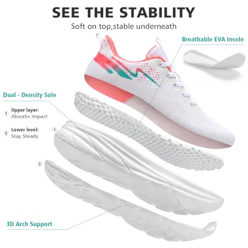 Image of Padgene Womens Sneakers Lightweight Tennis Walking Shoes Sports Running Shoes for Woman Mesh Breathable Gym Fashion Sneakers Athletic Comfortable Casual