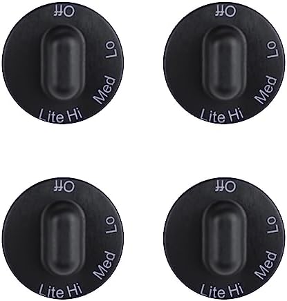 4 Pack 71001641 Stovetop Knobs Range Cooktop Top Burner Control Knob Replacement Knobs Compatible with Some Jenn Air Stove top knobs AP4088491 PS2077264 WP71001641 Black