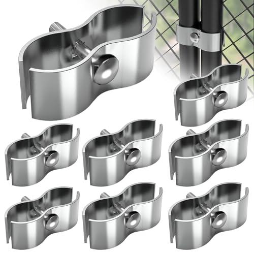 Fixirons 8 Set Chain Link Fence Panel Clamps for 1-3/8 Cage Dog Kennel Panel Clamp Dog Kennel Clamps for Round Pipe Panel Frame Fence Panel Clamps