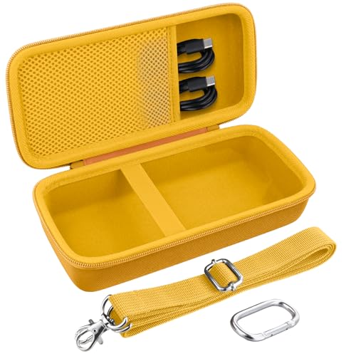 Image of co2CREA Hard Travel Case for Bose SoundLink Flex 2 /1 Speaker, Yellow | Carabiner Attachment, Comfortable Hand Strap, Detachable Shoulder Strap, Accessory Organization, Secure Protective Storage