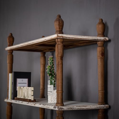 SOFE-Farmhouse-Bookcase-Shelf-Wood-Book-Shelf-74-Inch-Tall-5-Tier-Distressed-White-Shelving-Units-and-Storage-Free-Standing-Shelves-for-Storage-Living-Room-Study-Room-Kitchen SOFE Farmhouse Bookcase Shelf Wood Book Shelf 74 Inch Tall 5 Tier Distressed White Shelving Units and Storage Free Standing Shelves for Storage Living Room Study Room Kitchen