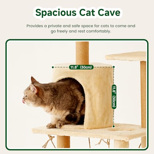 Torre para gato de 52 pulgadas con rascador y hamaca miniatura 6