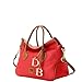 Dooney & Bourke Designer Handbags for Women, Pebble Grain Leather Satchel Bag with Crossbody Strap & Logo Bag Charms - Red