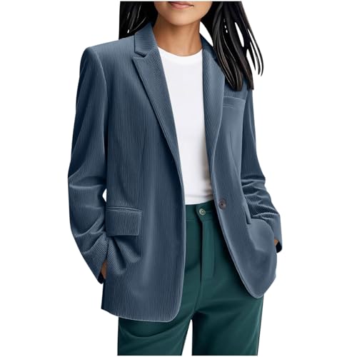 Women Corduroy Blazer Fashion Dressy Long Sleeve Work Office Suit Jackets Blazers Business Casual Outfits - Main Image