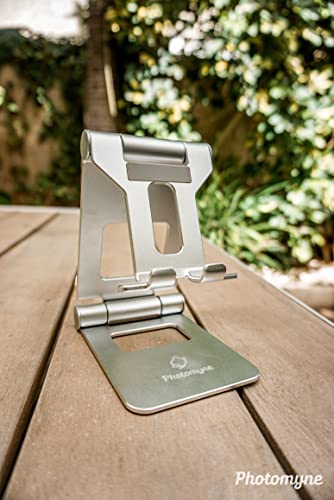 PHOTOMYNE Cell Phone Stand Phone Holder for Desk Cellphone Stand Phone Desk Stand Cell Phone Desk Stand for iPhone Stand (Silver) - Image 3