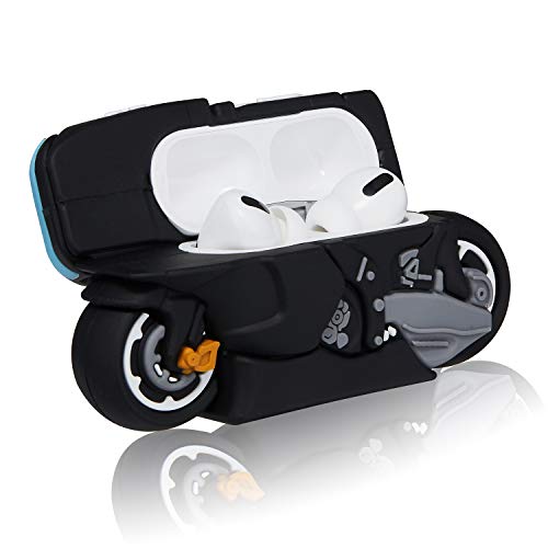 Jowhep Case For Airpod Pro 2019/Pro 2 Gen 2022 Cartoon Cute Silicone Cover With Keychain Fashion Funny Soft Protective Skin For Air Pods Pro Boys Kids Shell Cool Fun Cases For Airpods Pro Black Moto #TOP1