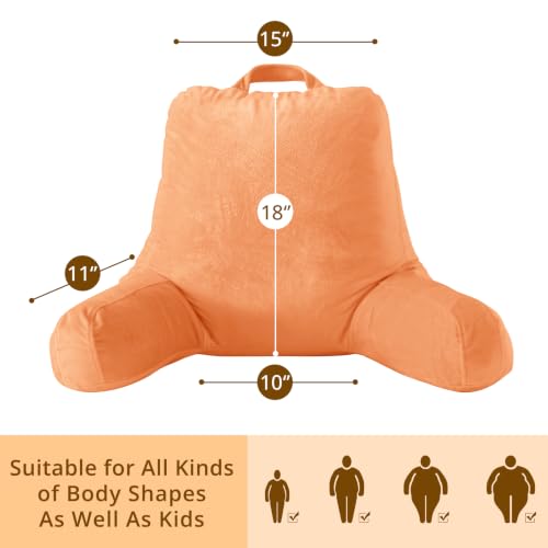 Image of Sasttie Reading Pillow for Bed, Back Pillow for Sitting Up, Orange