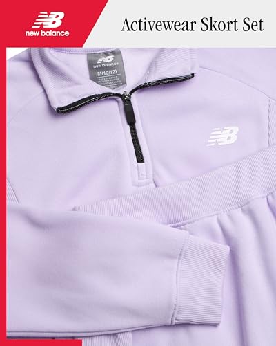 Image of New Balance Girls Skorts Set - 2 Piece Soft Quarter Zip Fleece Pullover & Skirts with Short for Girls Activewear Set (7-12)