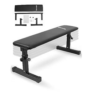 verstellbare Hantelbank – Flachbank für vielseitiges Krafttraining, 5-fach höhenverstellbar (38-54 cm), gepolsterte und rutschfeste Sitz-/Liegefläche, belastbar bis 200 kg