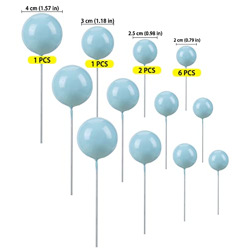 Gyufise 30Pcs Balls Cake Topper DIY Cake Insert Toppers Ball Cake Picks Cupcake Topper for Birthday Party Baby Shower Wedding Cake Decoration Blue - Image 2