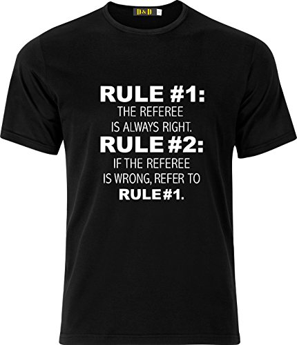 magic moments Football Referee Rules Funny Humour Cotton T Shirt (Large, Black)