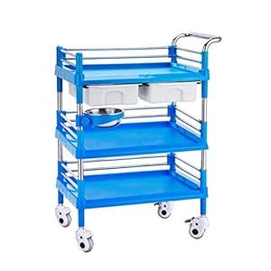 YJYJY 5F7W Salonwagen mit Doppelschubladen Blau