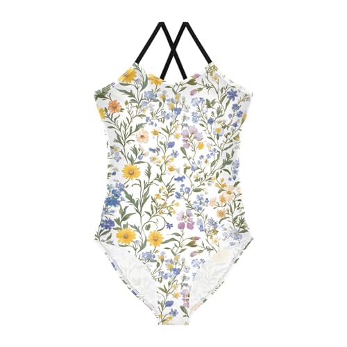 Vintage Wildflowers Girls One Piece Swimsuit Beach Swimwear 20861005