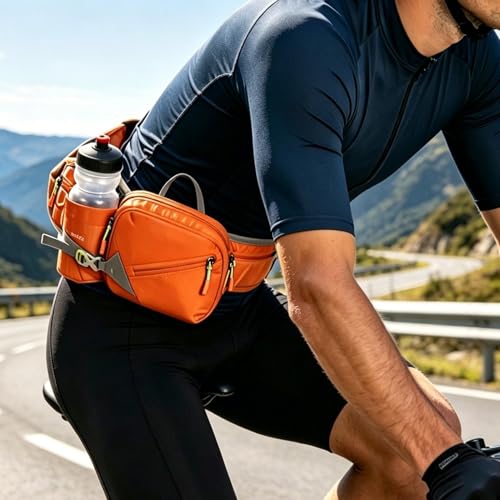 Riñonera Deportiva Con Porta Botella De Agua, Cinturón para Correr Con Soporte para Teléfono, De Hidratación Running, Senderismo, Camping, Pesca, Ciclismo, Viajes, USO Diario, Hombres