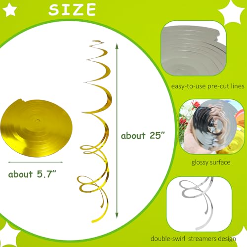 Image of 40Pcs Colorful Swirl Ceiling Decor Plastic Hanging Streamers Party Decorations Spiral Foil Party Supplies for Birthday Halloween Christmas Fall Celebration All Kinds of Parties