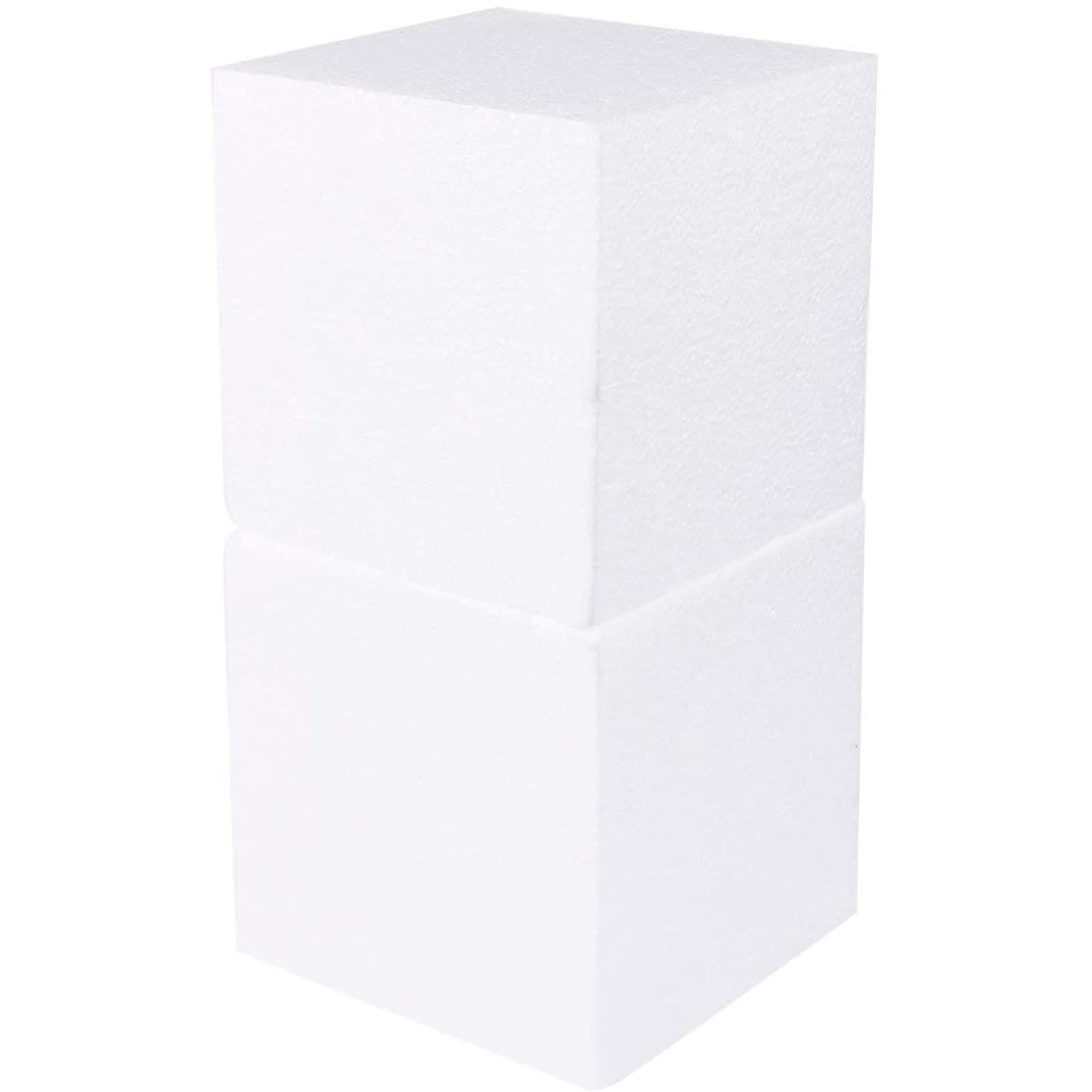 4 Pack Foam Cube Squares for Crafts - Polystyrene Blocks for DIY Projects,  Models, Arts Supplies (6x6x6, White)