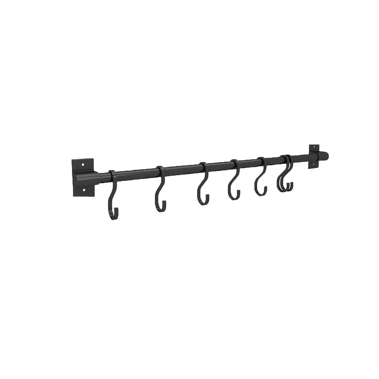 Viaosa Ganchos de Pared para Utensilios de Cocina, Barra para Colgar Utensilios de Cocina y Barbacoa (Negro, tamaño: 600 x 60 mm).