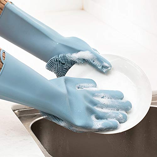 Preisvergleich Produktbild SHUHAO Silikon-Handschuhe, Wiederverwendbares Silikon Abwasch Handschuhe, Gummi-Handschuhe Scrubbing Wash Reinigung Handschuhe Für Küche Badezimmer Reinigung