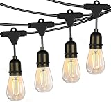 2 Pack 48FT LED Outdoor String Light with 2W Dimmable S14 Shatterproof Filament Bulbs (2 Spare) for