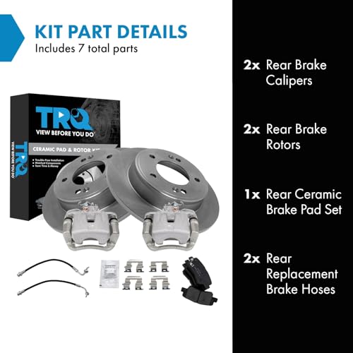 Image of TRQ Rear Brake Pad and Rotor Set Ceramic Calipers Compatible with 2014-2016 Kia Soul
