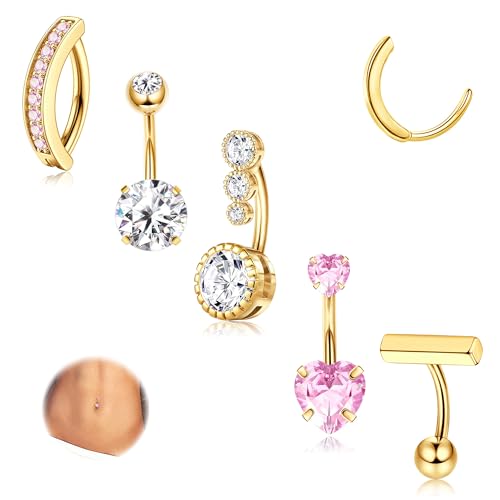 MILACOLATO Piercings Ombligo Aro Oro Plata Piercing Ombligo Dorado Acero Quirurgico Oro 14K 10MM Pendente Mujer C