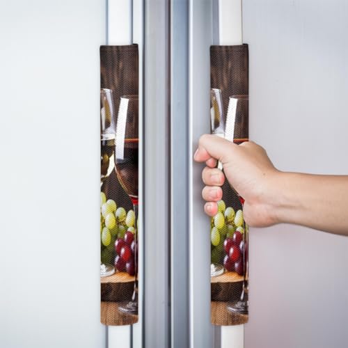 image for DXTKWL Red Wine Glass Grapes Refrigerator Door Handle Covers Set of 2 