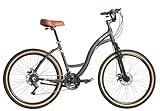 Kit Bicicleta BLITZ Aro 26 Comodo Alumínio Urbana SH 21v Freio á Disco + Bagageiro e Cadeado (Preto Fosco, 18)