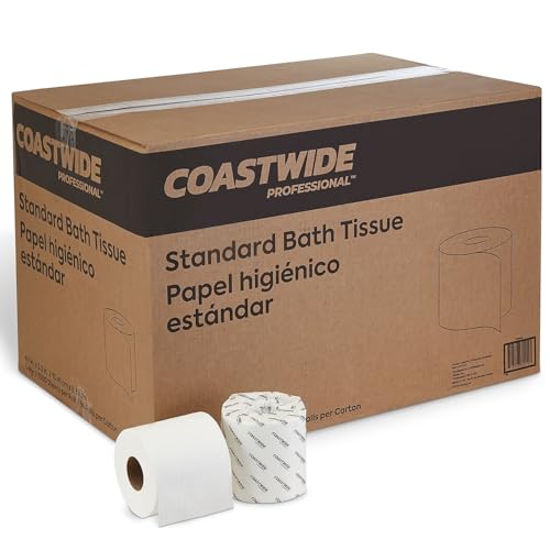 Staples Coastwide Toilet Paper - 1 - Ply, White, Unscented, 96 Rolls/Case, 1,000 Sheets/Roll, Septic Safe, Durable and absorbent