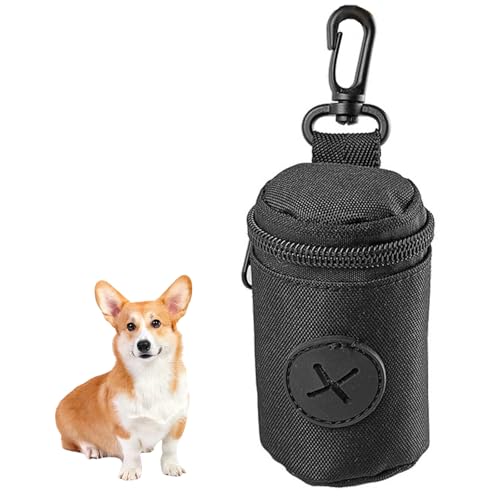WOLMIK Kotbeutelspender für hunde, Hundekotbeutelspender, hundetüten spender mit Karabinerhaken, Hundekotbeutel-Spender Passt jede Hundeleine für Gassi Laufen - Schwarz