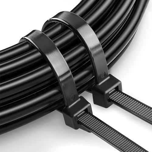 Zip Ties 18 inch (10 Pack), Black, 60lb Tensile Strength, Cable Ties for indoor and outdoor use