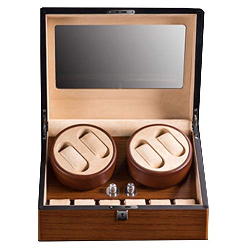Preisvergleich Produktbild JF Doppelter automatischer Uhrenbeweger, geräuscharmes, batteriebetriebenes mechanisches Uhrenspeicher-Display, Unisex-4+6