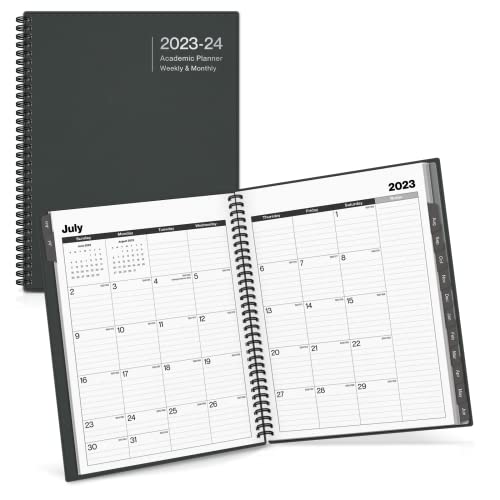Dunwell Weekly Monthly Planner 2023-2024 (Gray) - 8.5 X 11 Large Academic Planner Notebook, Use Now To June 2024, Spiral Bound Weekly Planner Calendar With Tabs And Bookmark, Daily Schedule Planner #TOP5